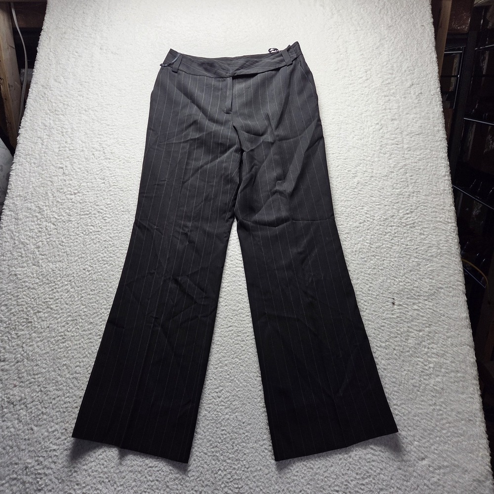Jones New York Dress Pants Womens 10 Gray Pinstripe Wide Leg Pockets Workwear